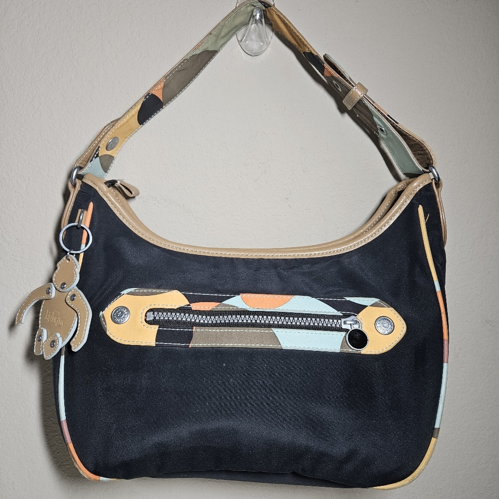 Kipling black shoulder bag with monkey keychain